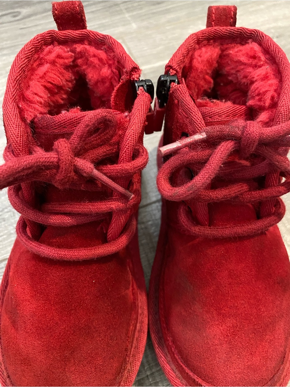 Kids Red Winter Lace-Up Boots